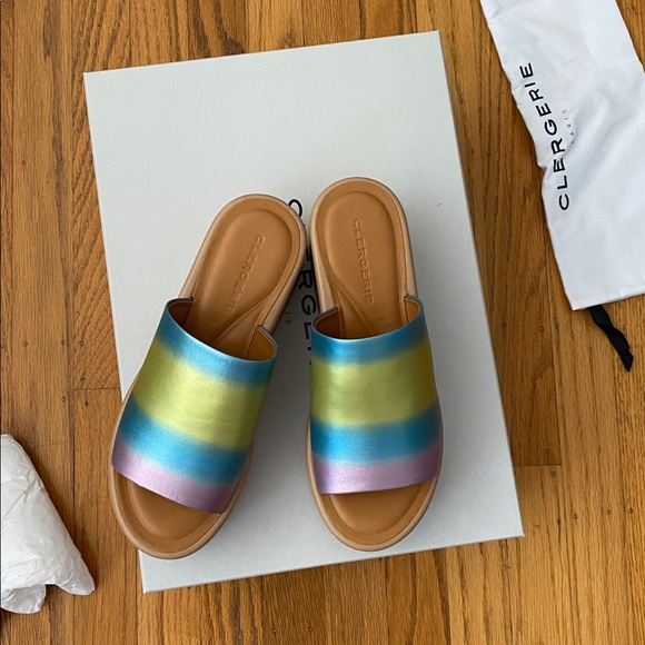 NWT Robert Clergerie First Slide Sandals in Rainbow Pastel - Picture 7 of 8